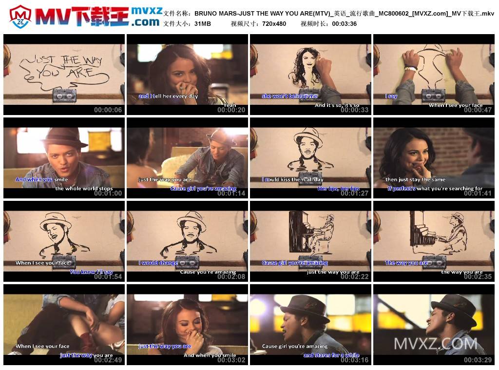 BRUNO MARS-JUST THE WAY YOU ARE(MTV)_英语_流行歌曲_MC800602